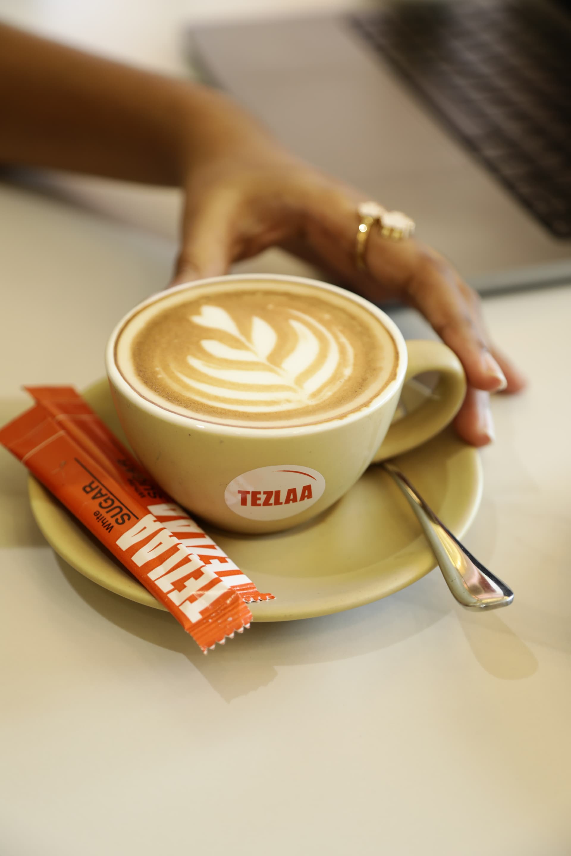 Tezlaa Spanish Latte crafted by our French artisan barista